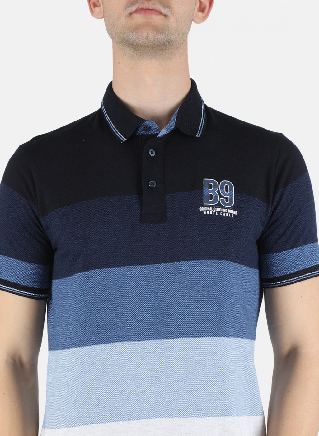 Men Blue Stripe Bermuda Set