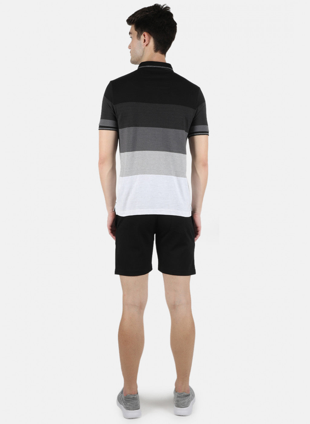 Men Black Stripe Bermuda Set