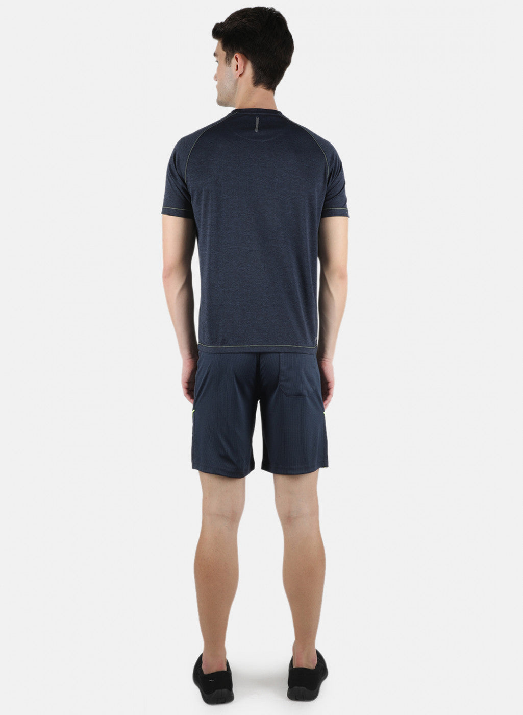 Men Blue Self Design Bermuda Set