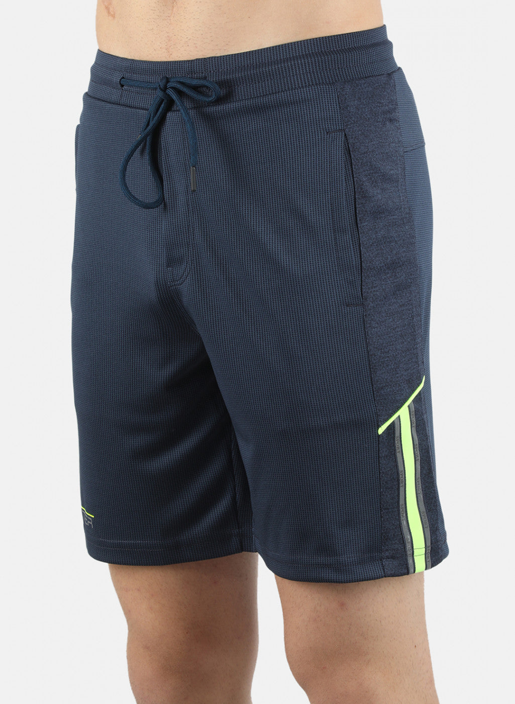 Men Blue Self Design Bermuda Set