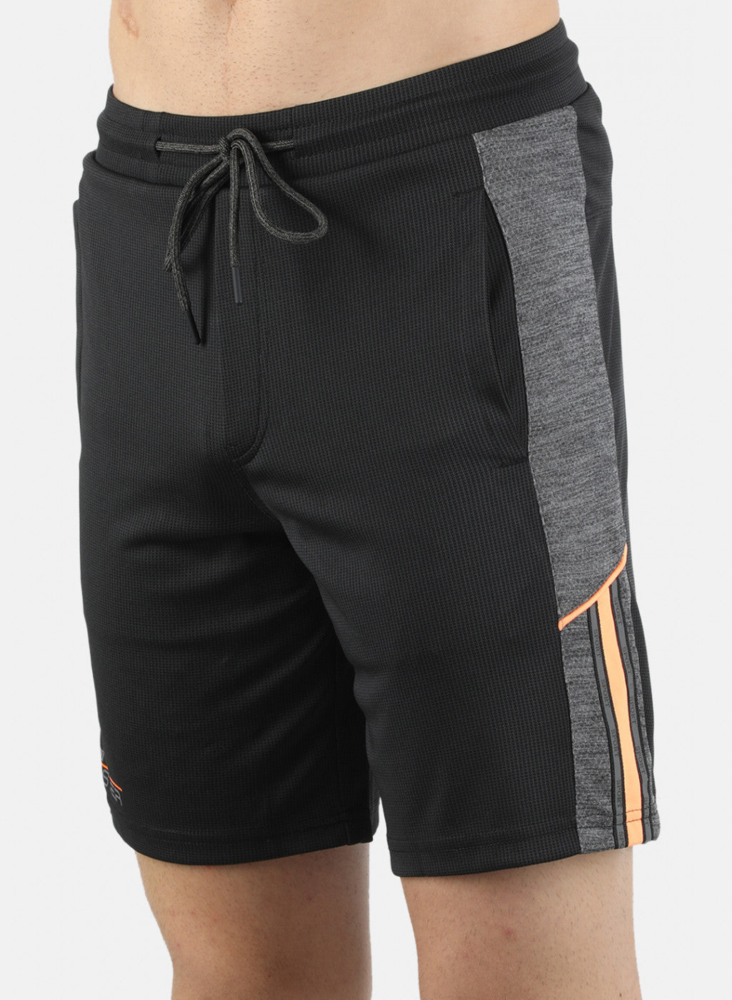 Men Black Self Design Bermuda Set