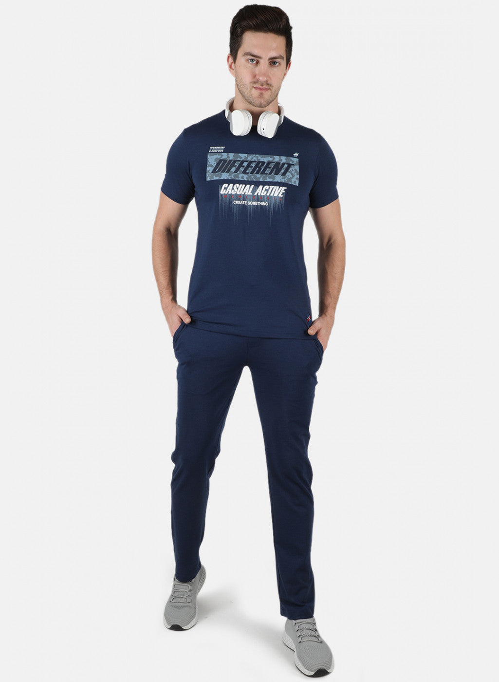 Men Blue Stripe Lower Set