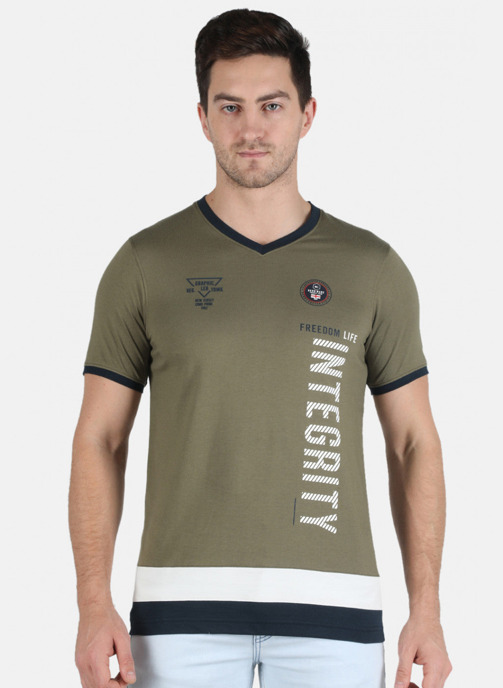 Men Olive Printed T-Shirt