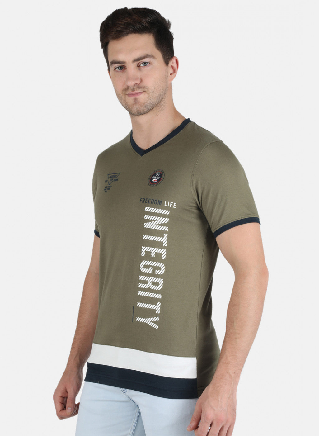 Men Olive Printed T-Shirt