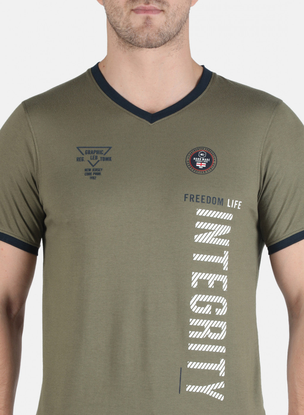 Men Olive Printed T-Shirt