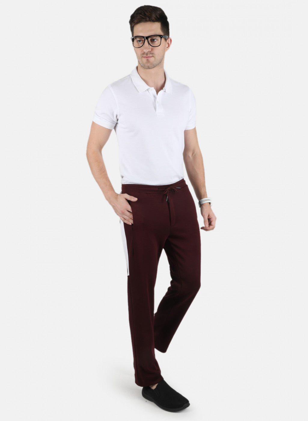Men Maroon Plain Lower