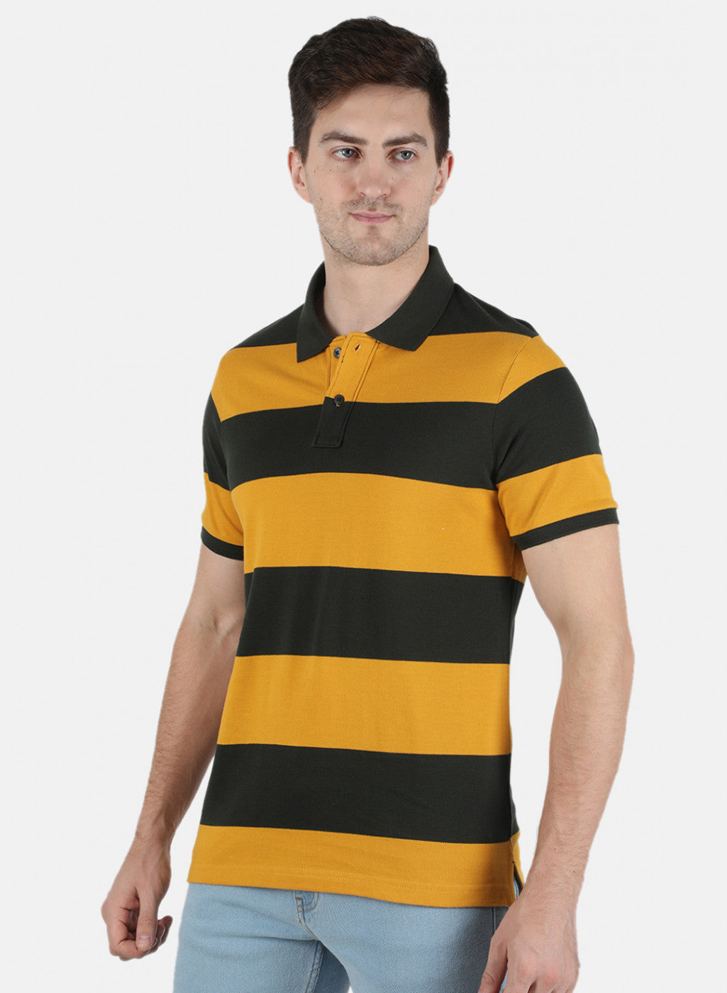 Men Mustard Stripe T-Shirt