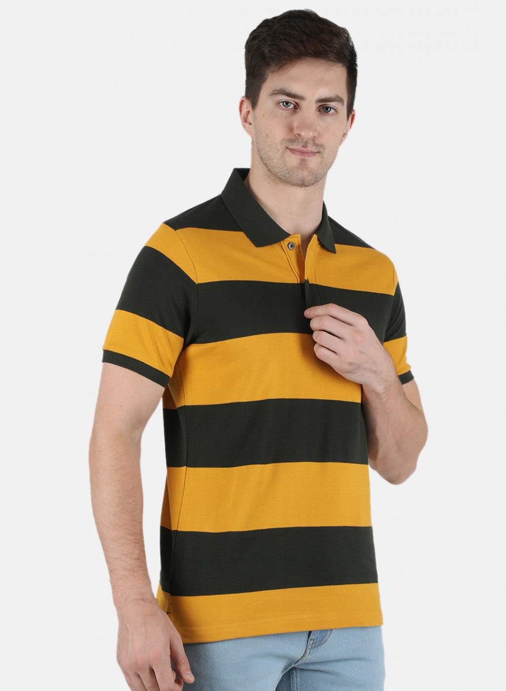 Men Mustard Stripe T-Shirt