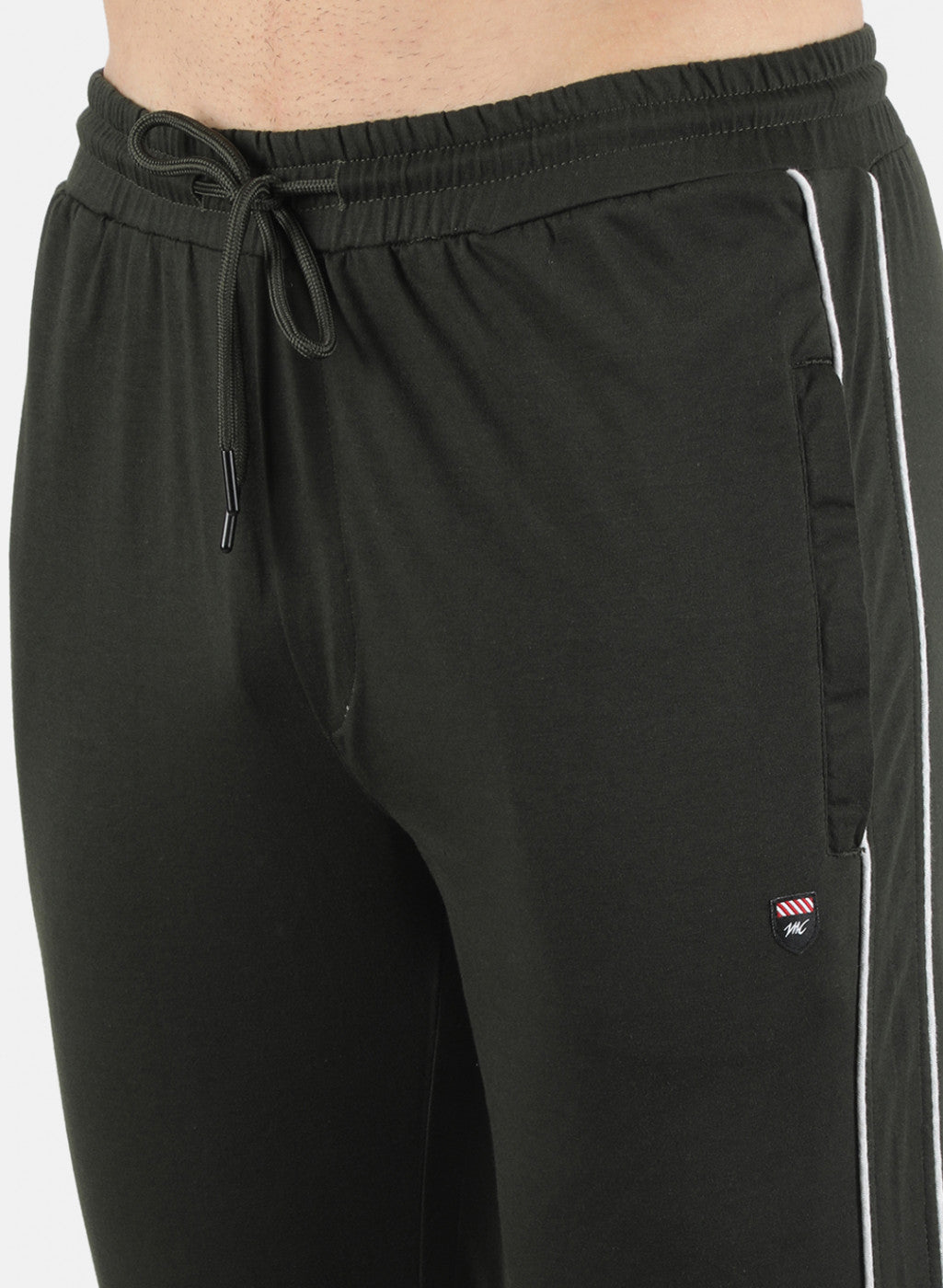Men Olive Stripe Lower Set