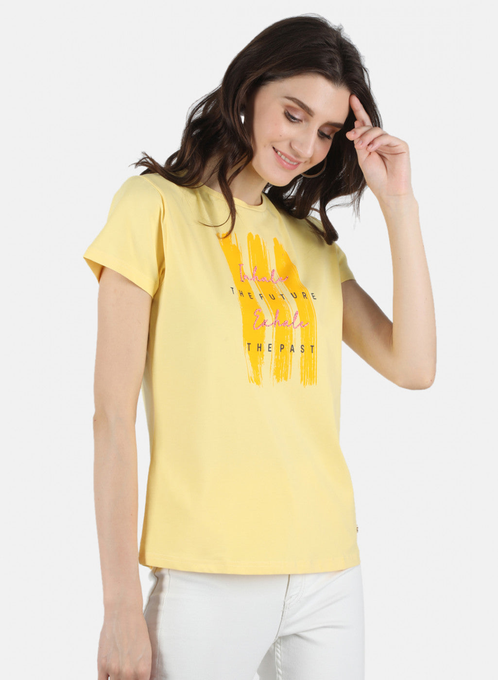 Women Yellow Printed Top