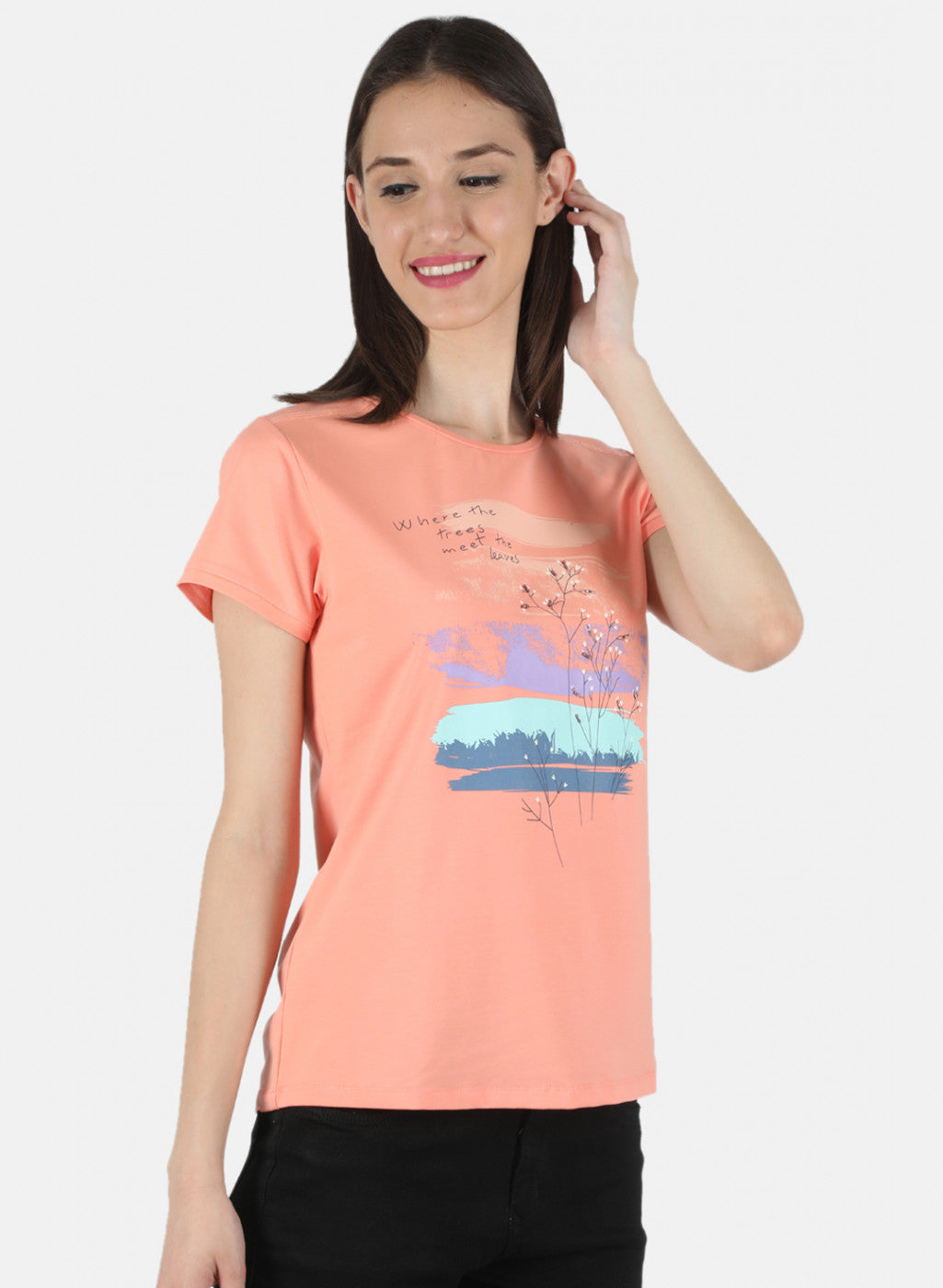 Women Peach Printed Top