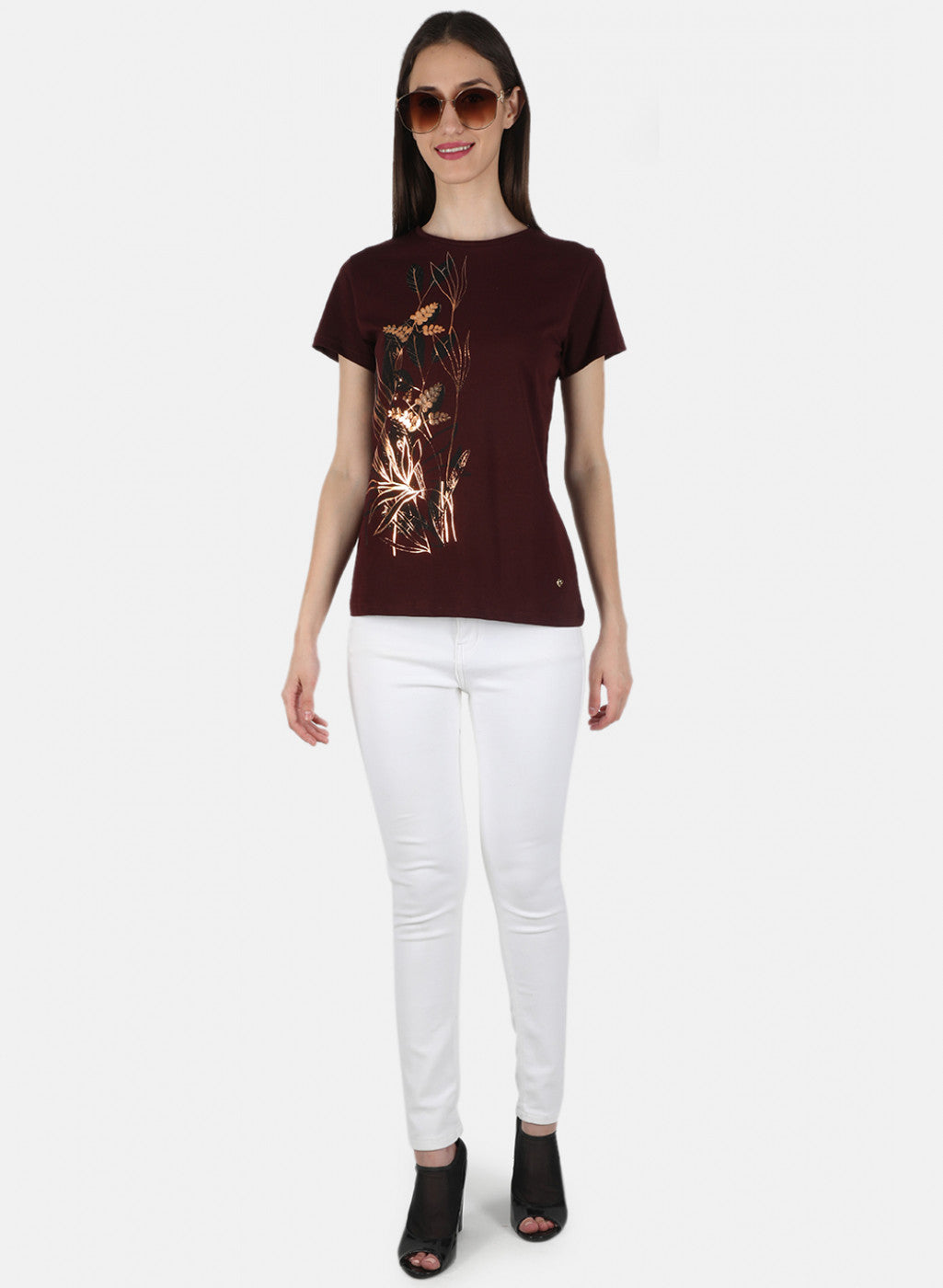 Women Maroon Printed Top