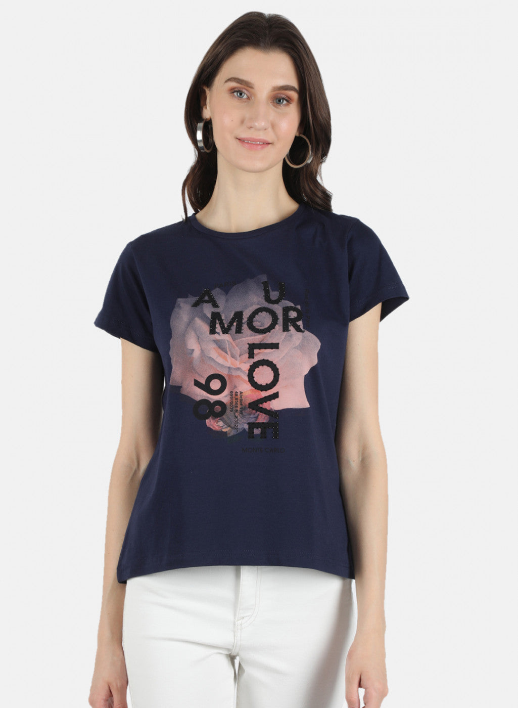 Women Navy Blue Printed Top