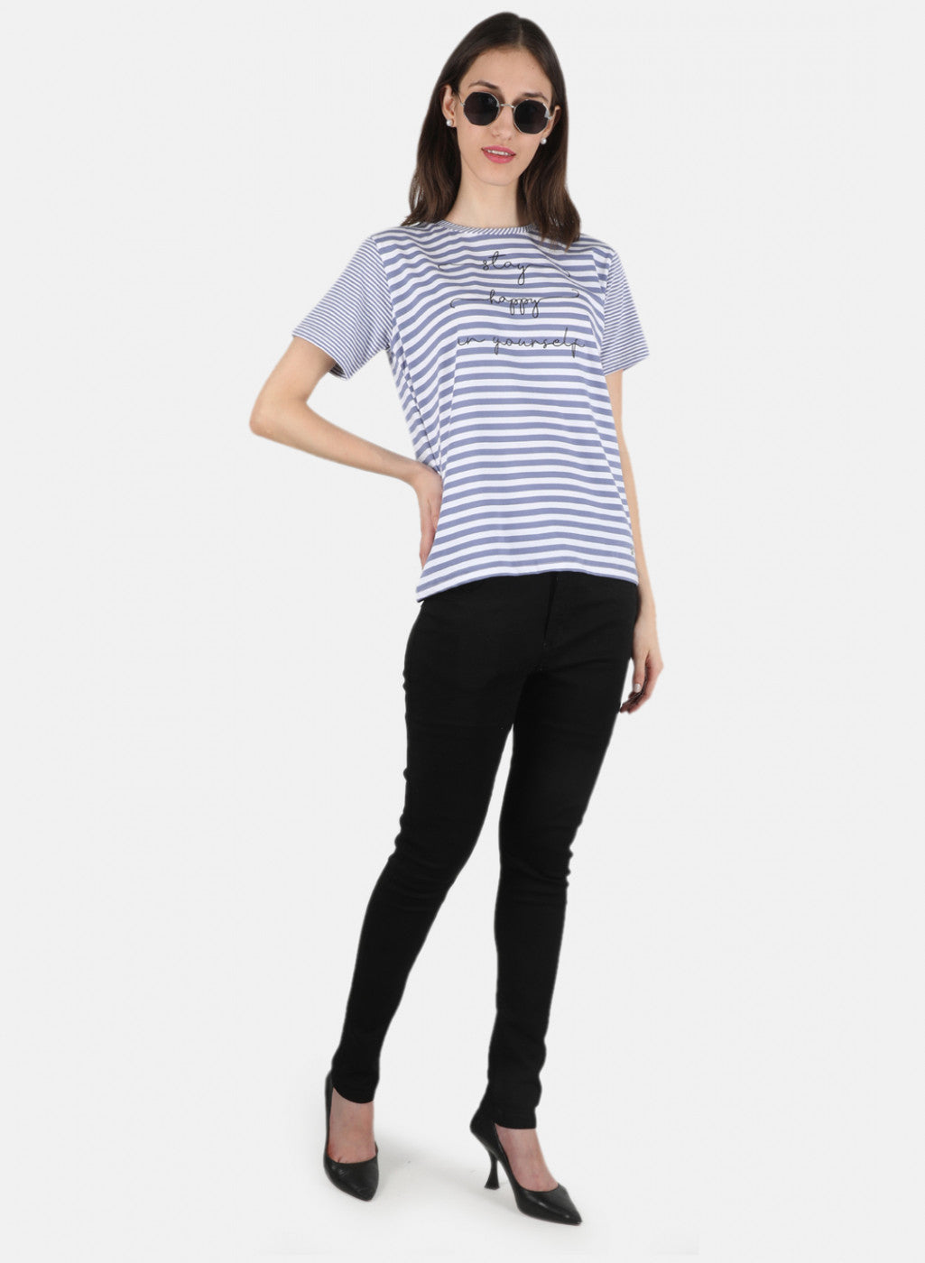 Women Blue Stripe Top