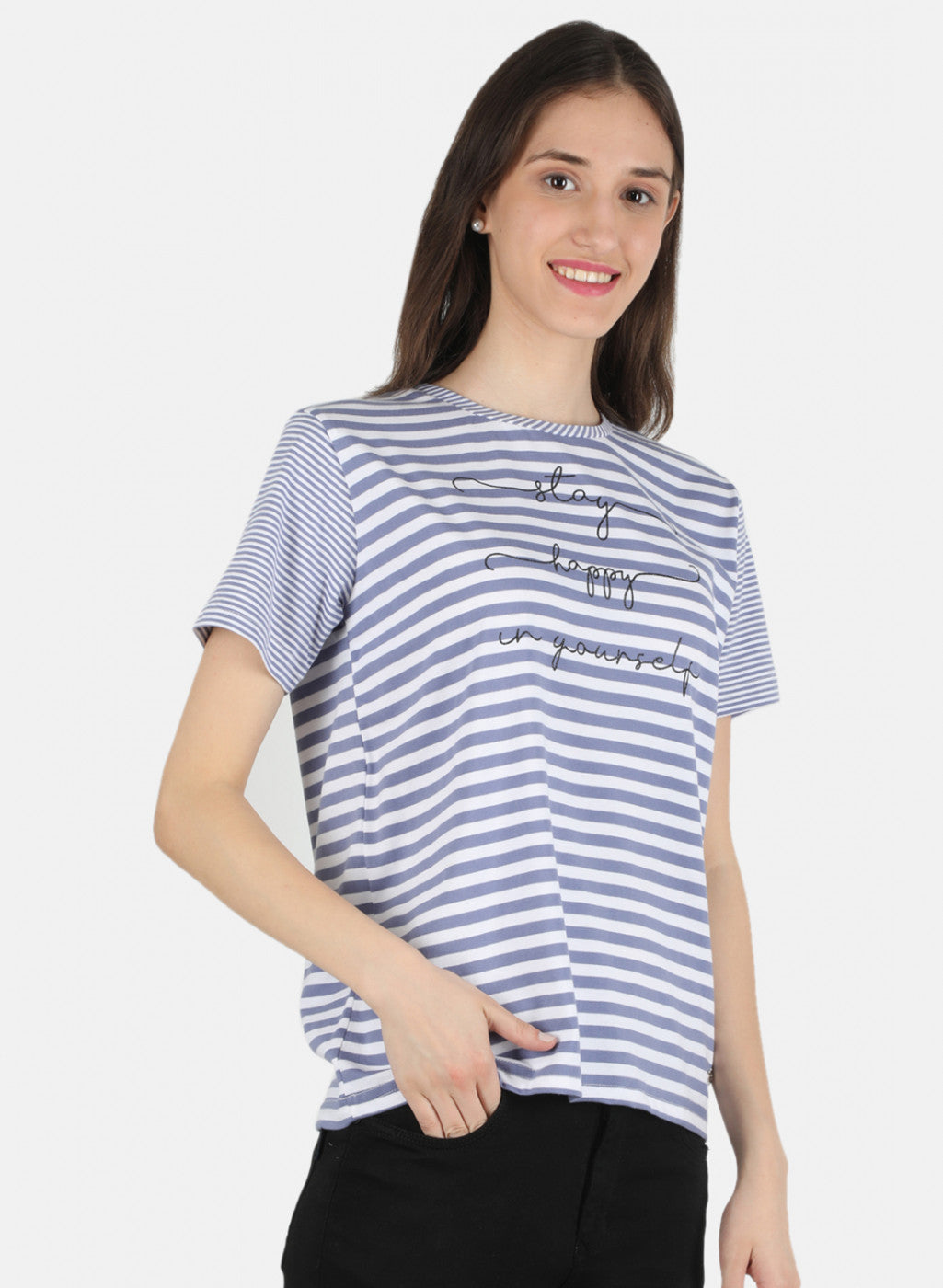 Women Blue Stripe Top