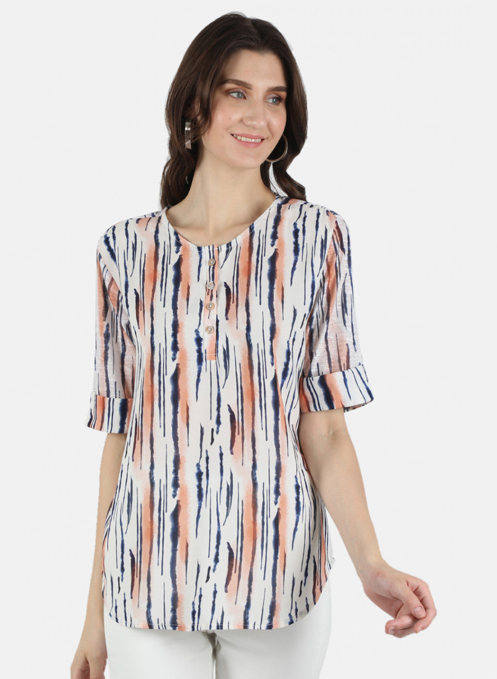 Women Cream Printed Top