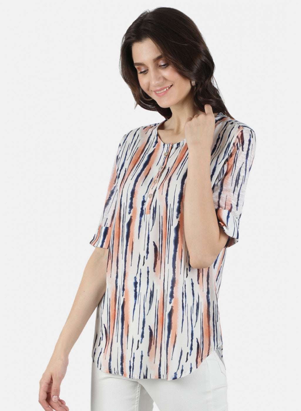 Women Cream Printed Top