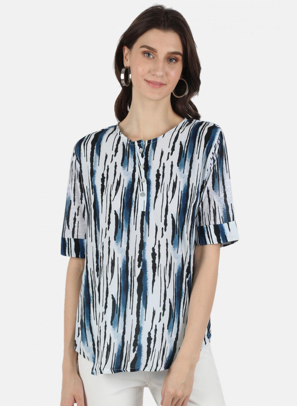 Women Blue Printed Top