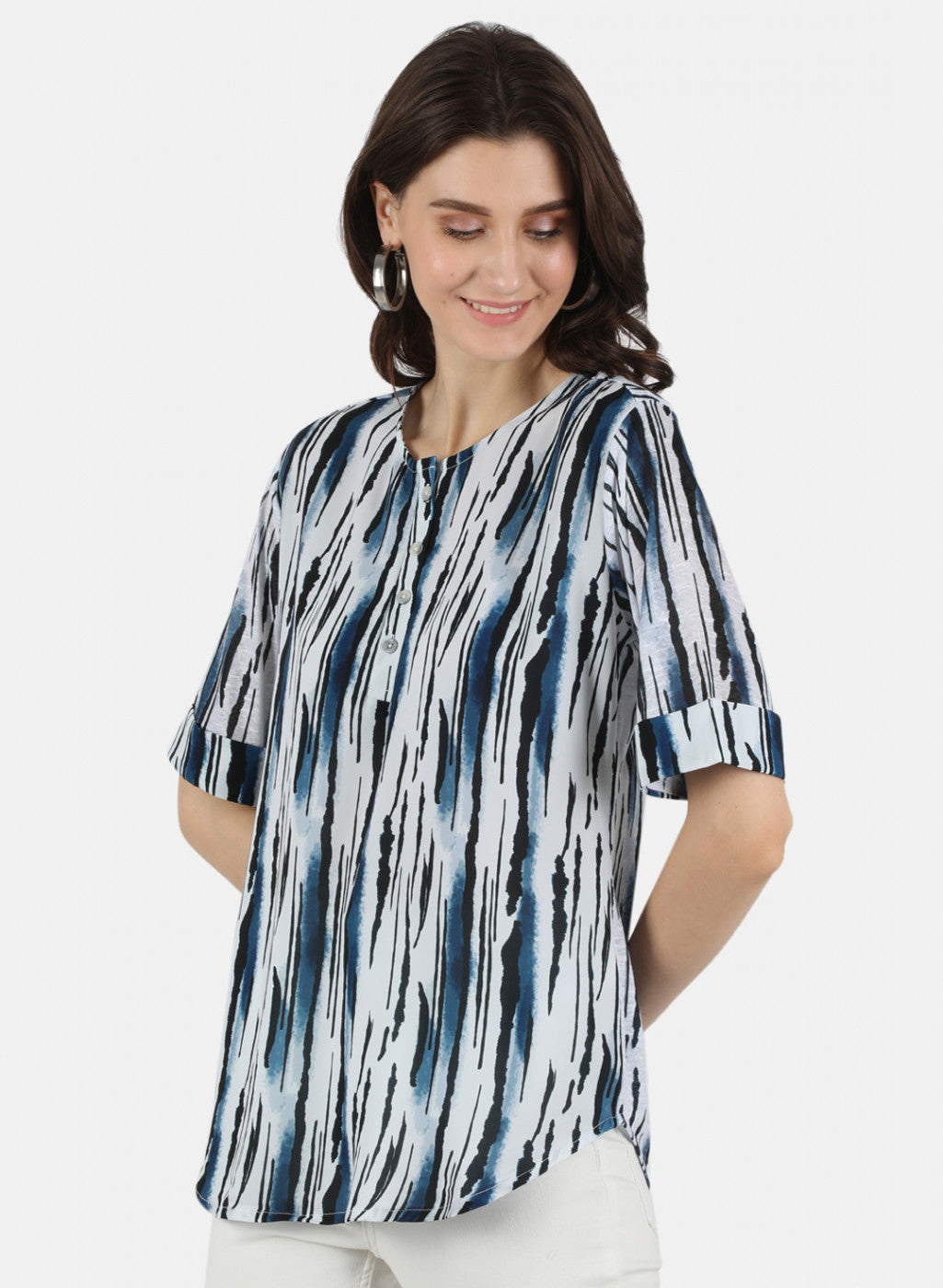 Women Blue Printed Top