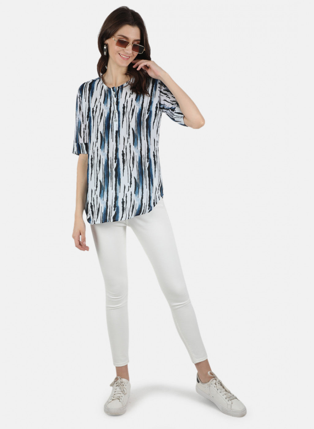 Women Blue Printed Top