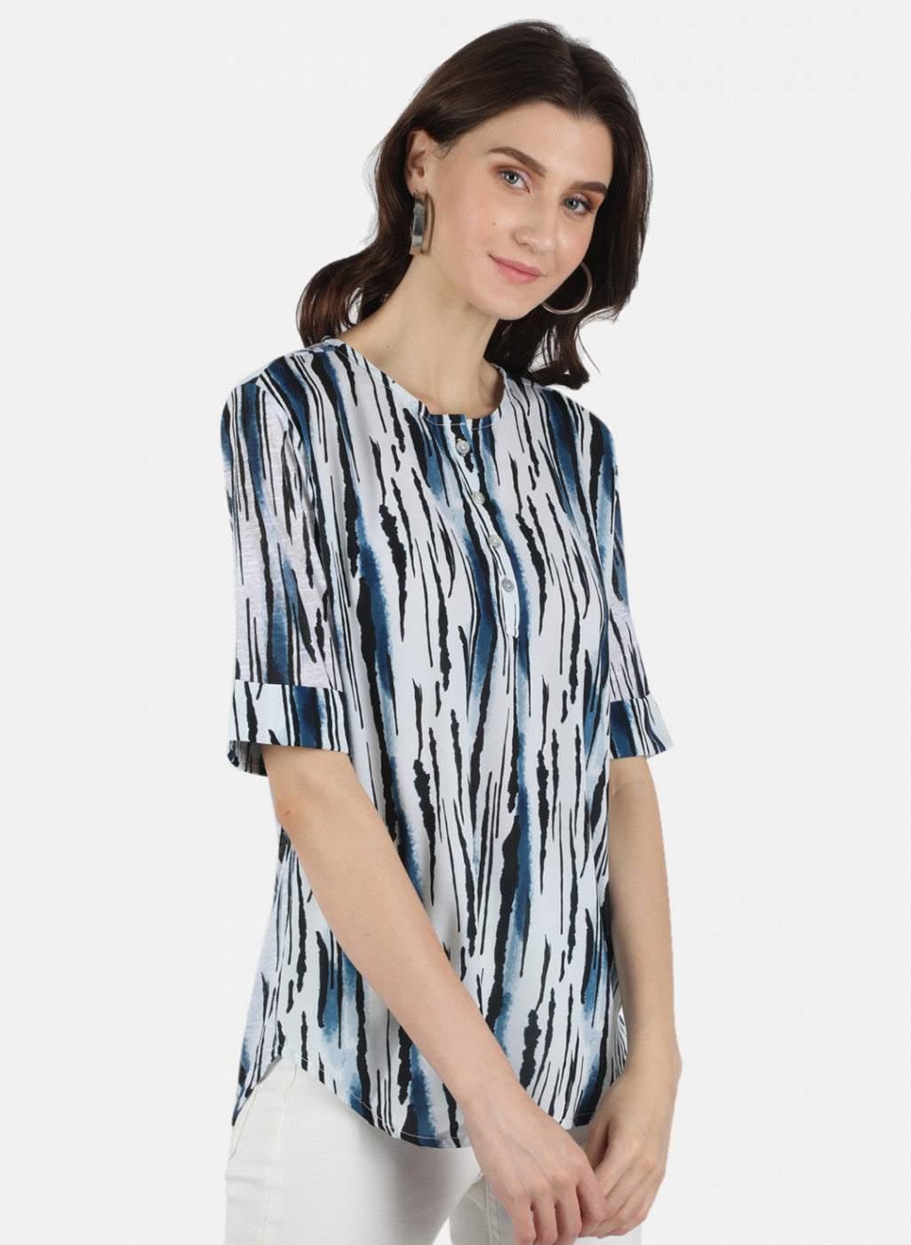 Women Blue Printed Top