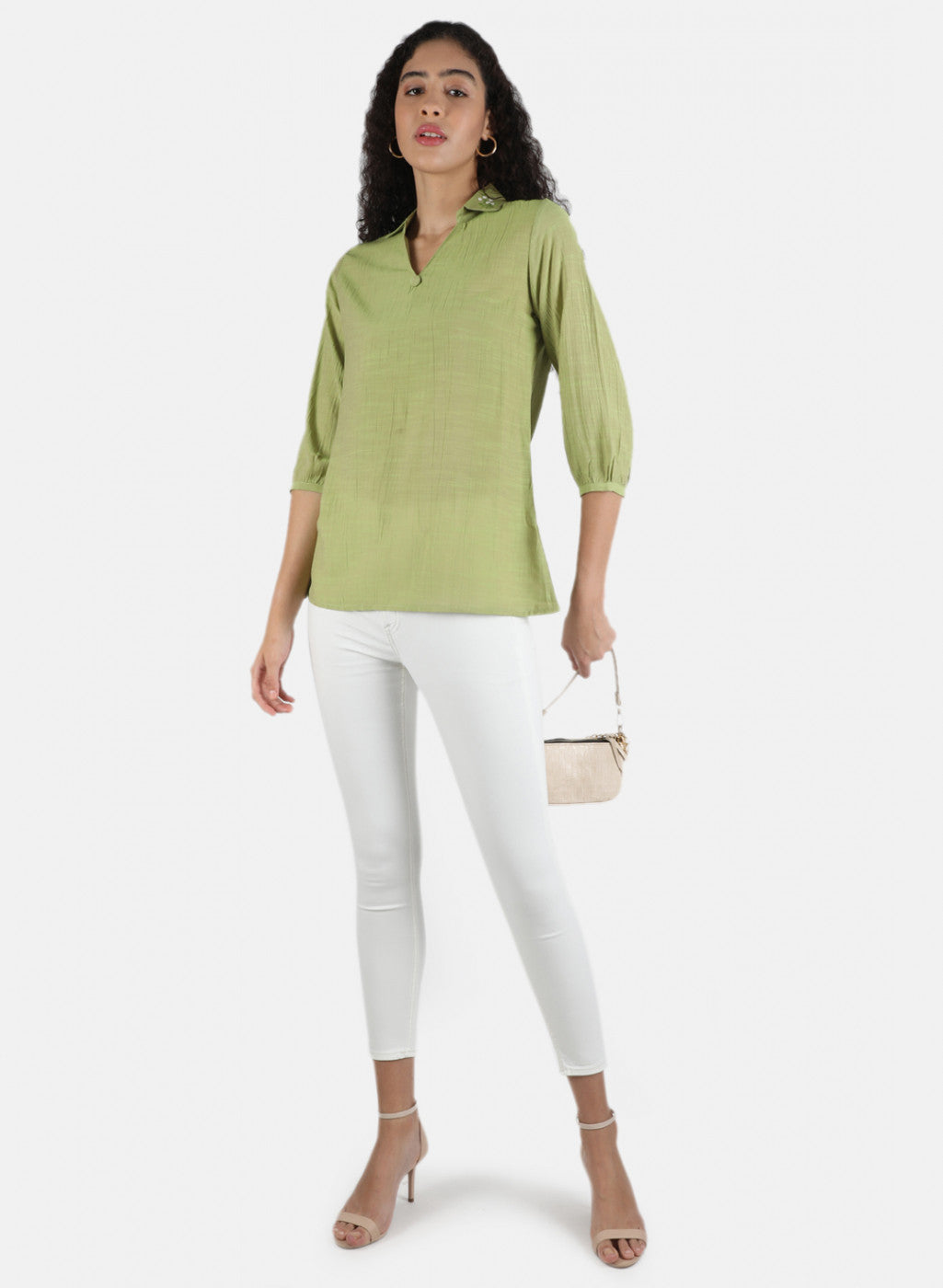 Women Green Plain Top