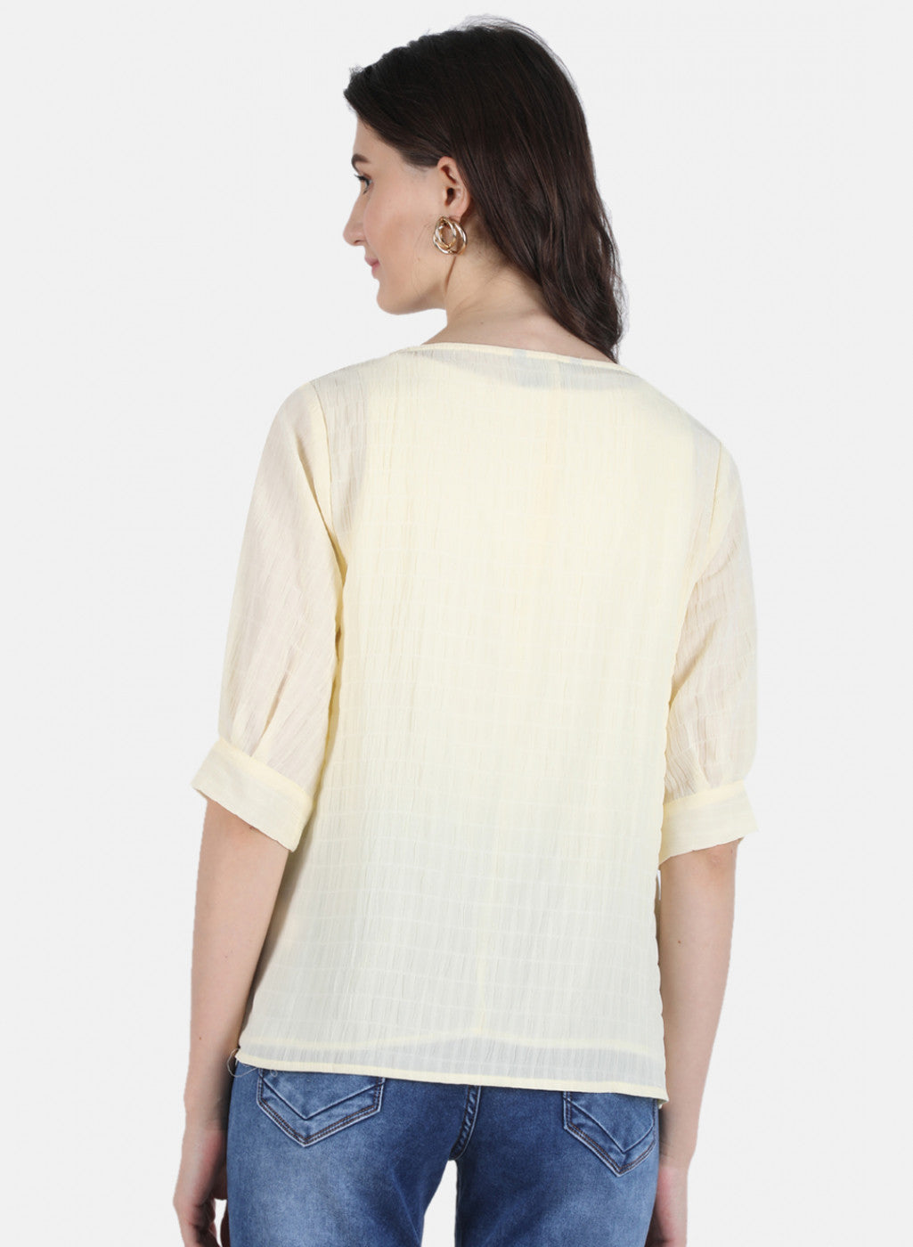 Women Yellow Check Top