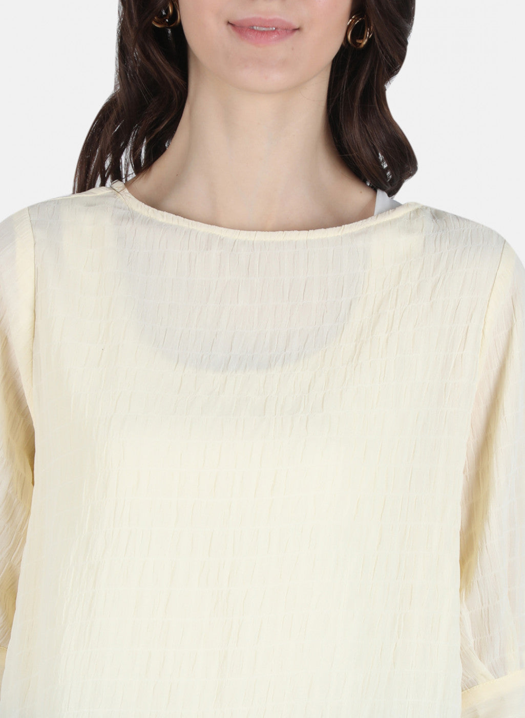 Women Yellow Check Top