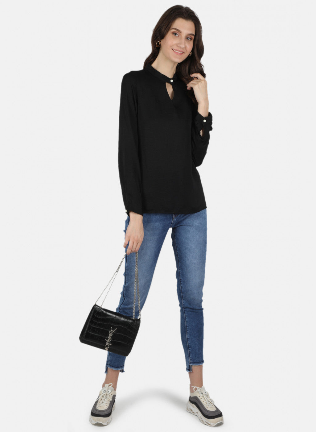 Women Black Plain Top