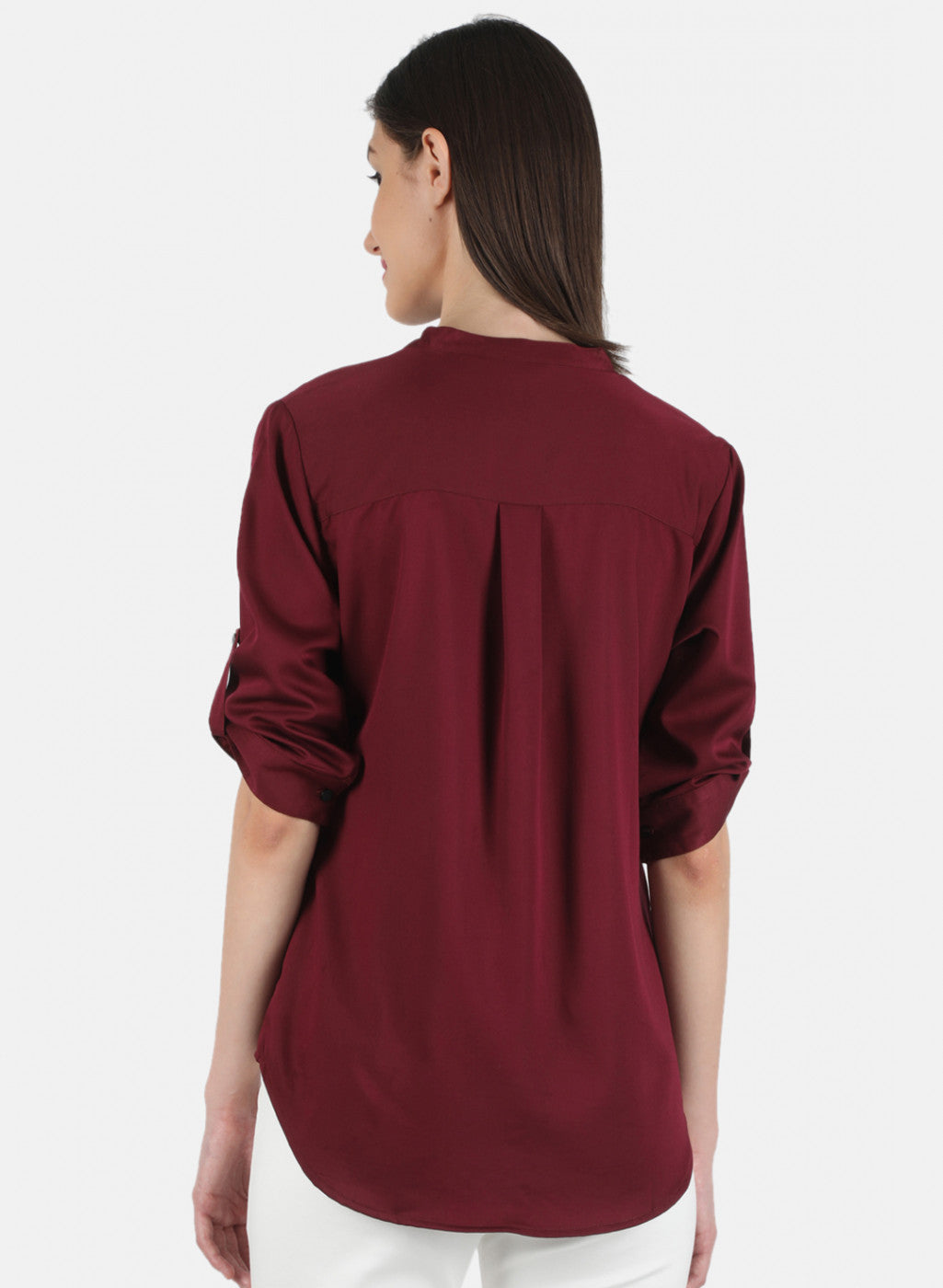 Women Maroon Plain Top