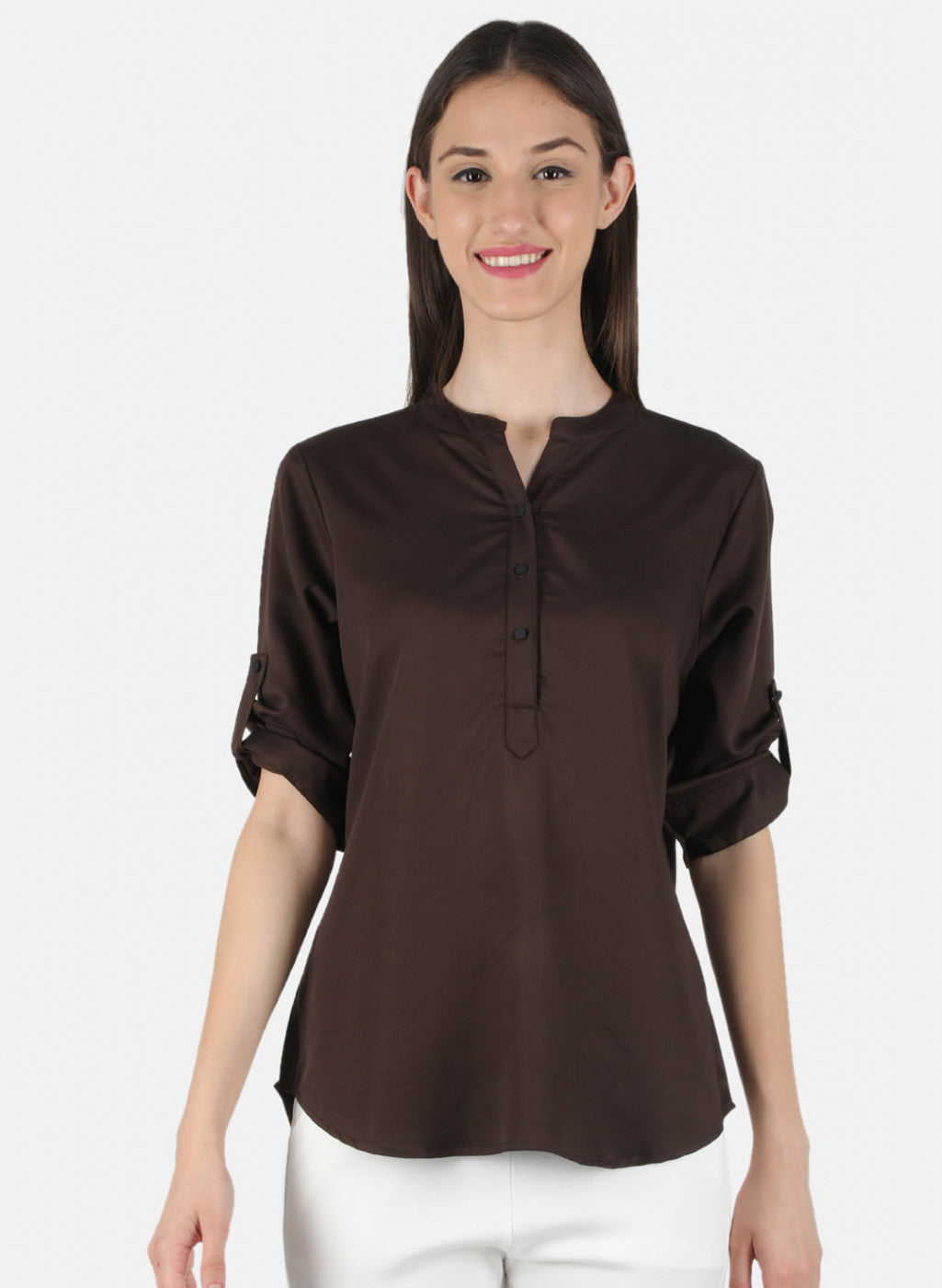 Women Brown Plain Top