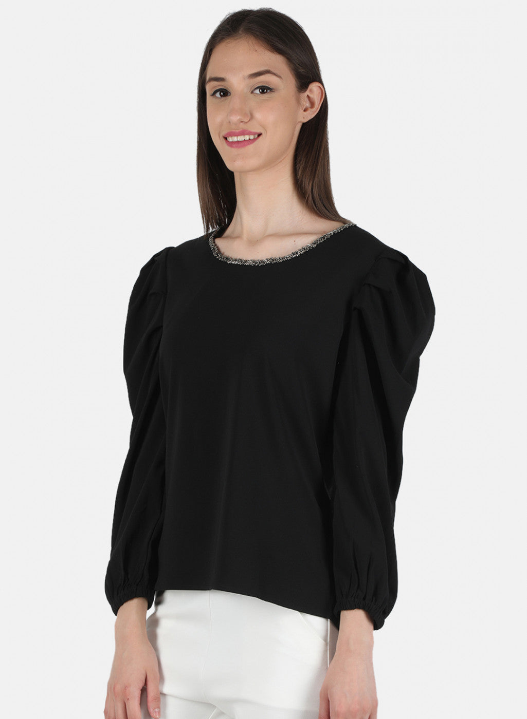 Women Black Plain Top
