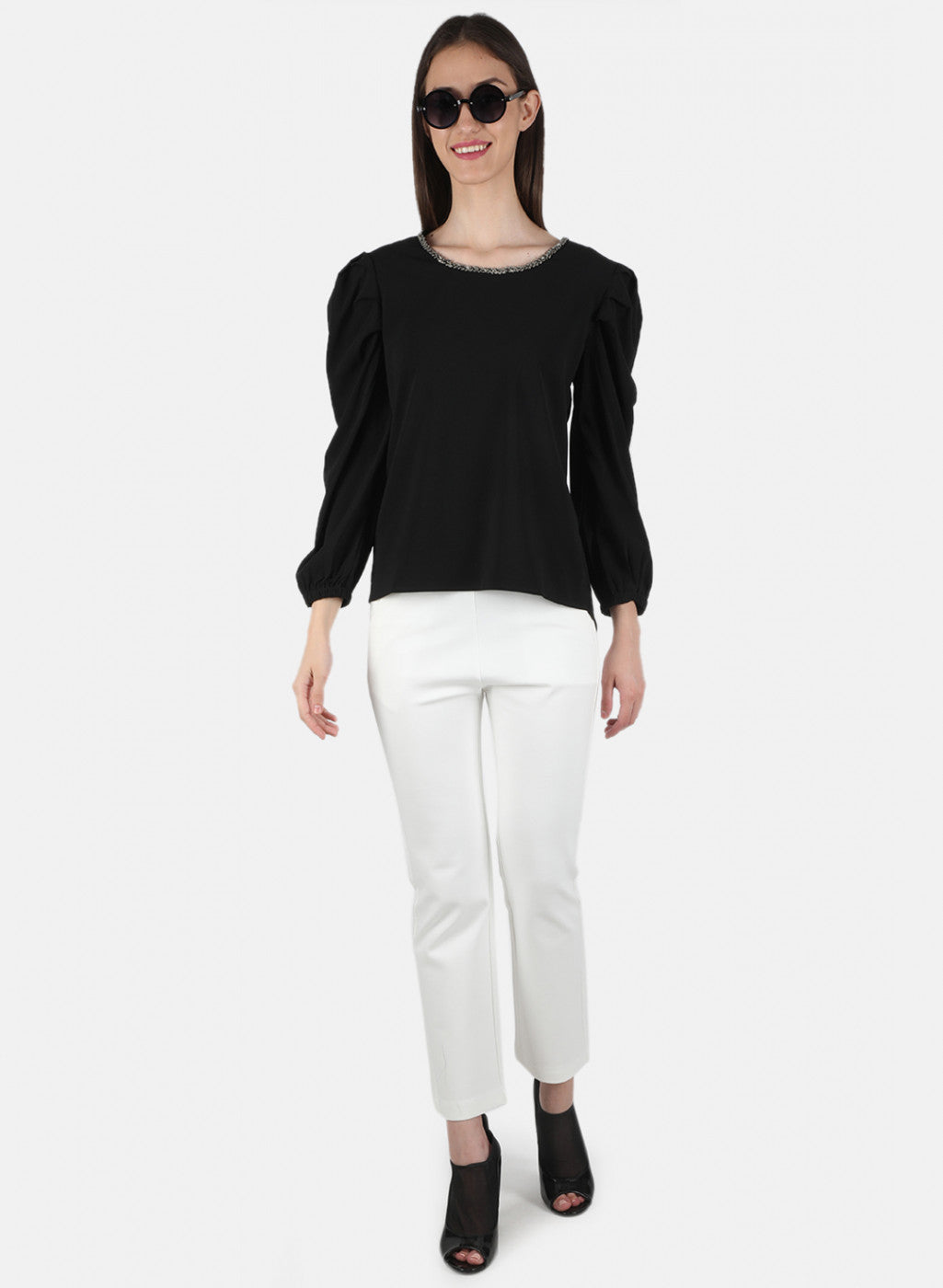 Women Black Plain Top