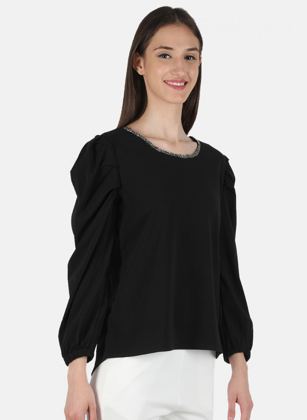 Women Black Plain Top