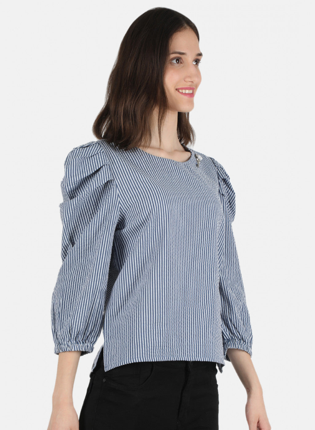 Women Blue Stripe Top