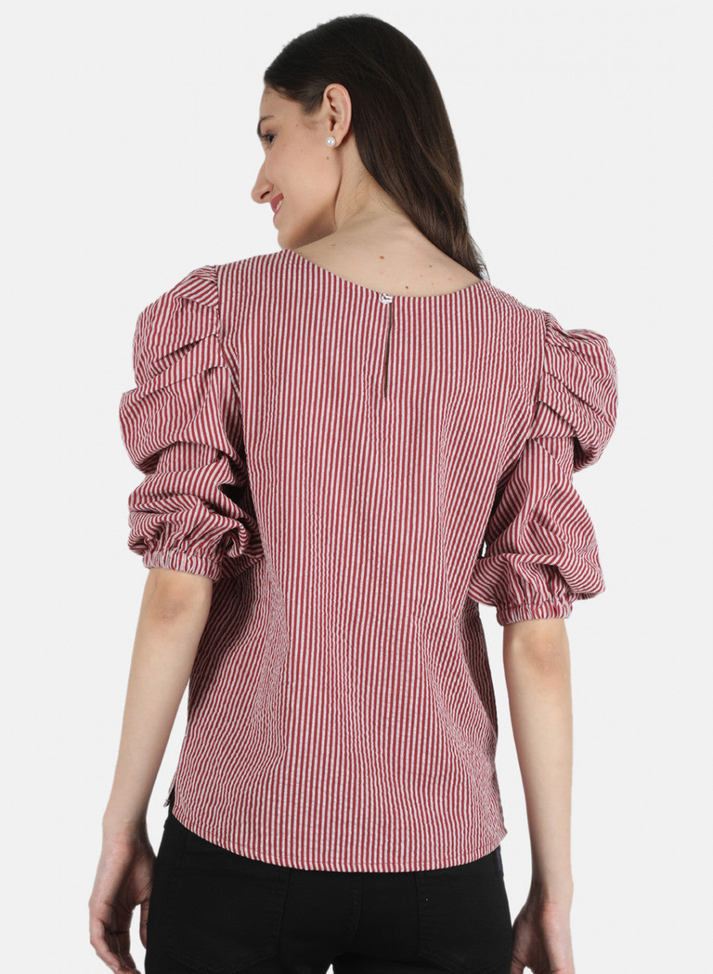 Women Maroon Stripe Top