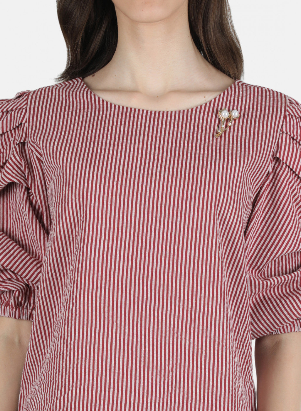 Women Maroon Stripe Top