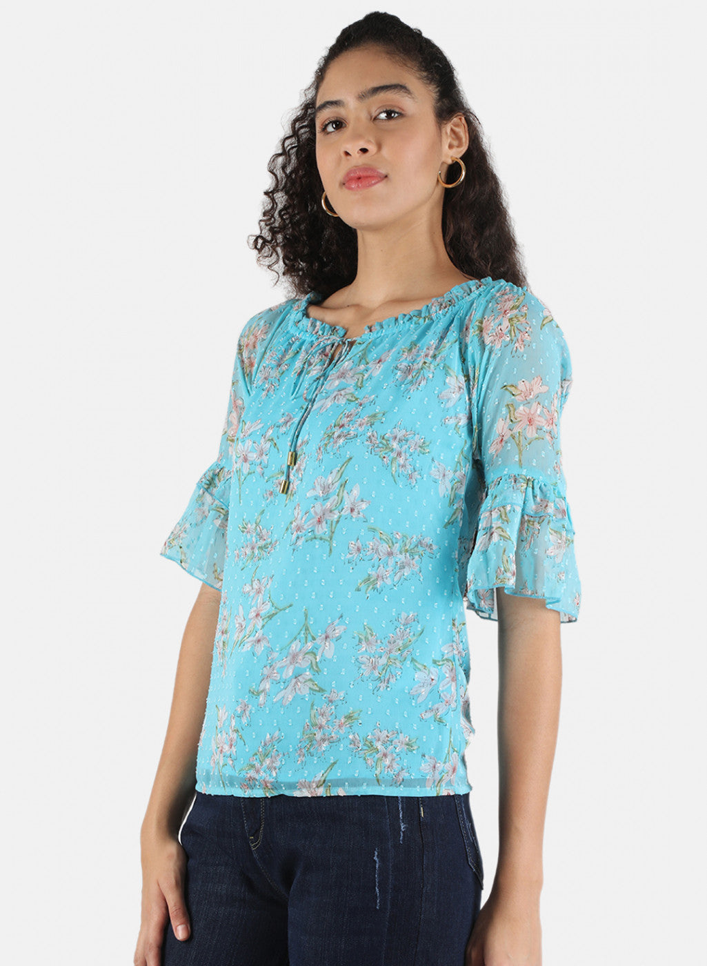 Women Blue Printed Top