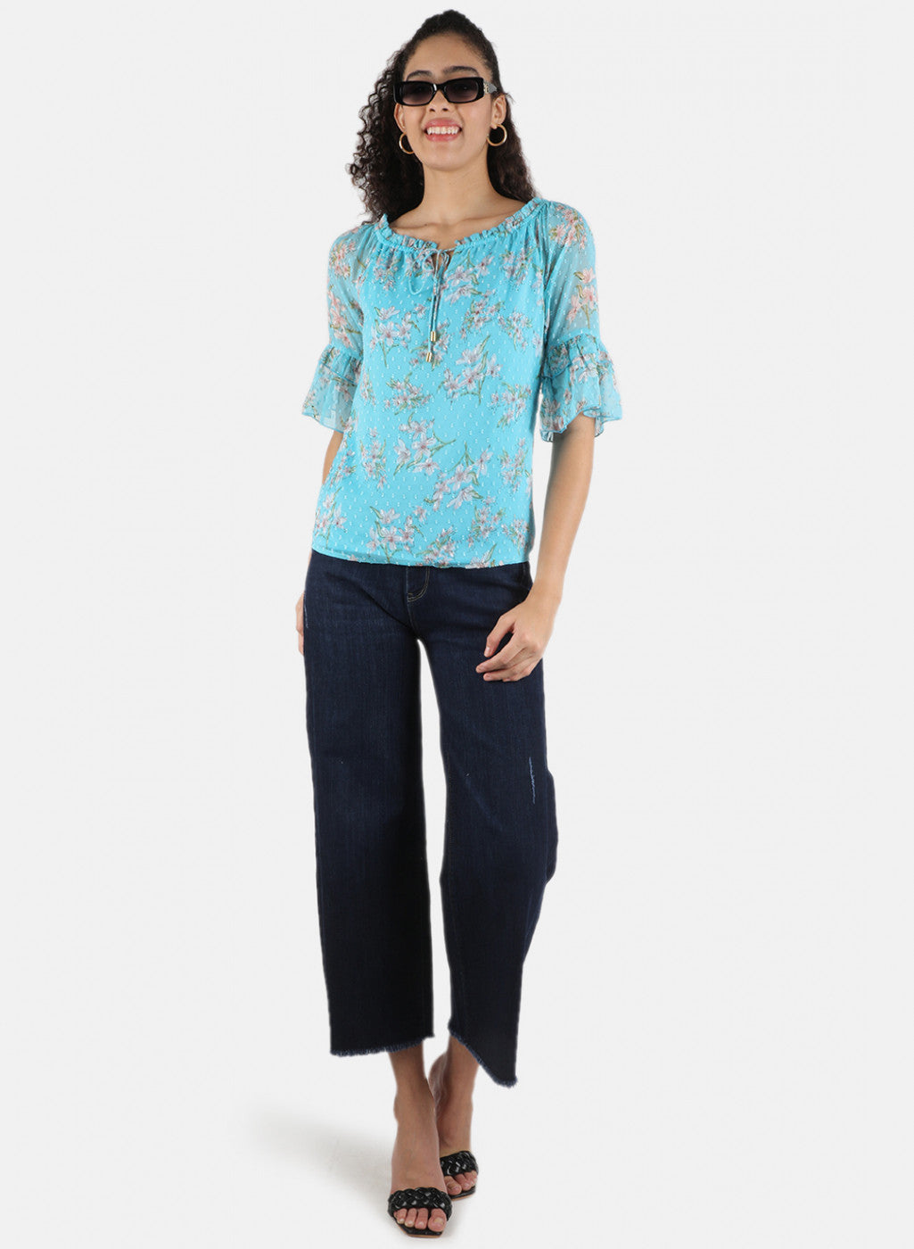 Women Blue Printed Top