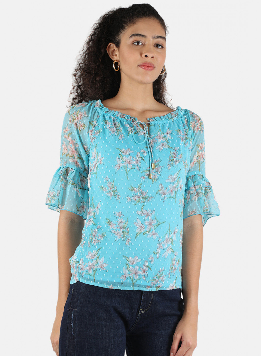 Women Blue Printed Top