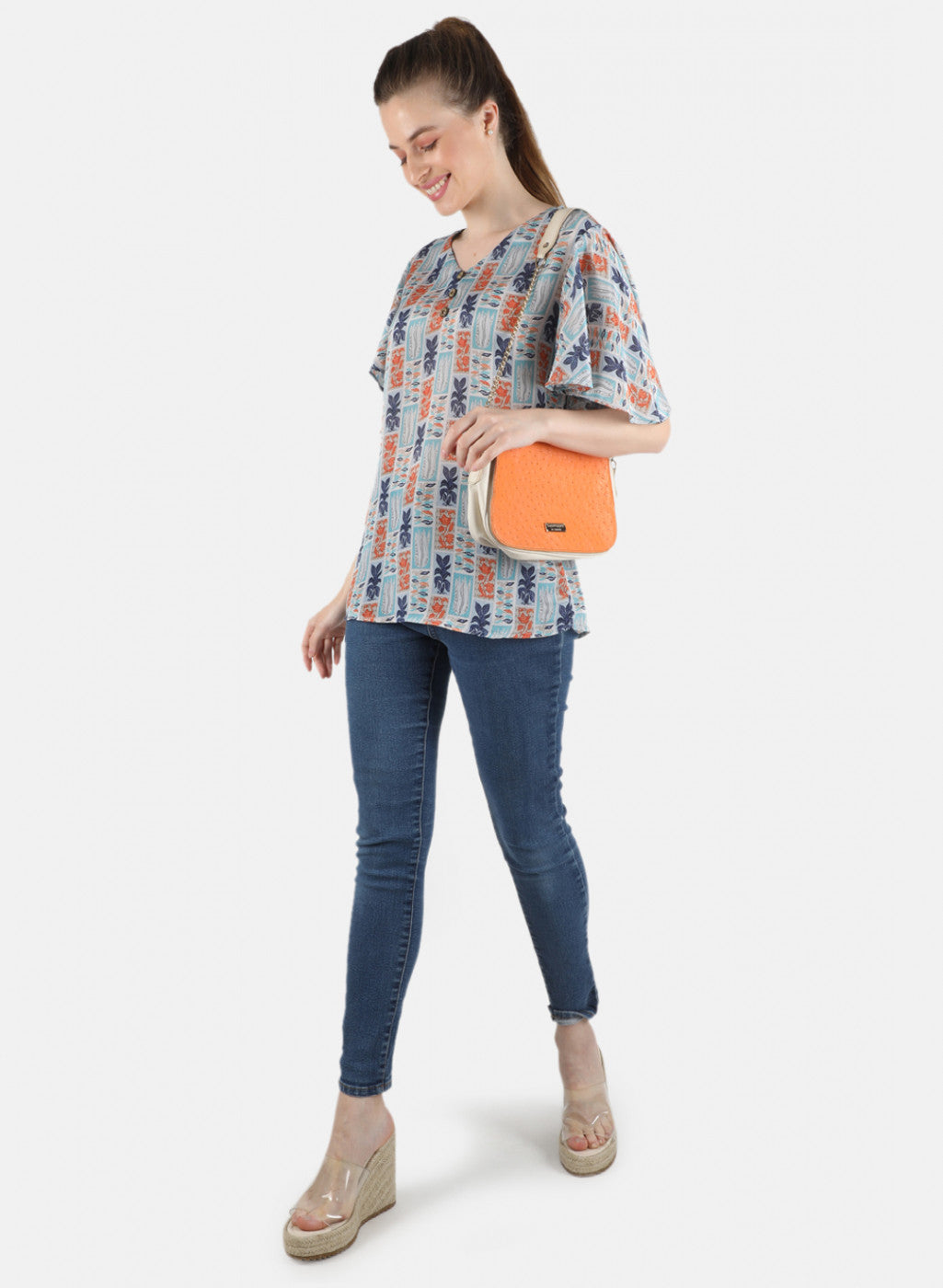 Women Blue Printed Top
