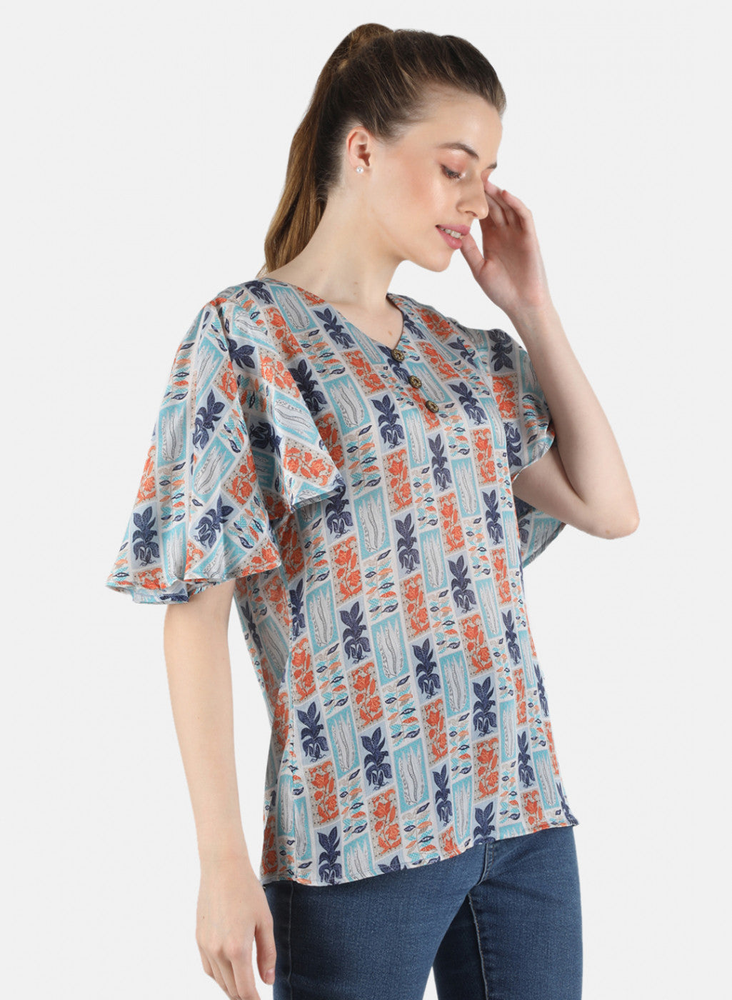Women Blue Printed Top