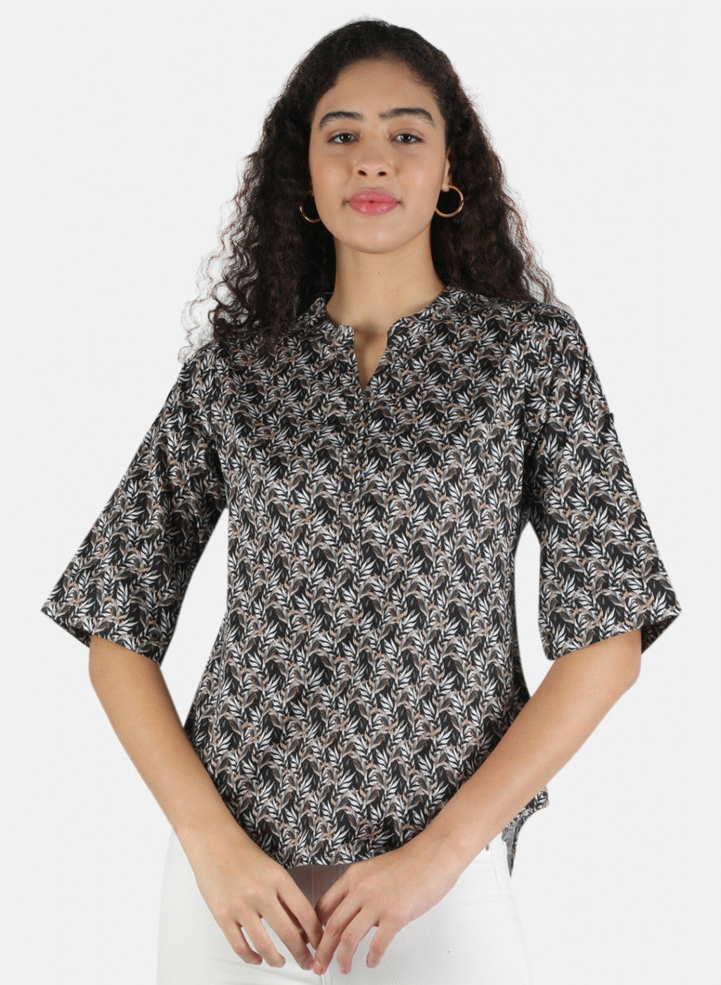 Women Black Printed Top