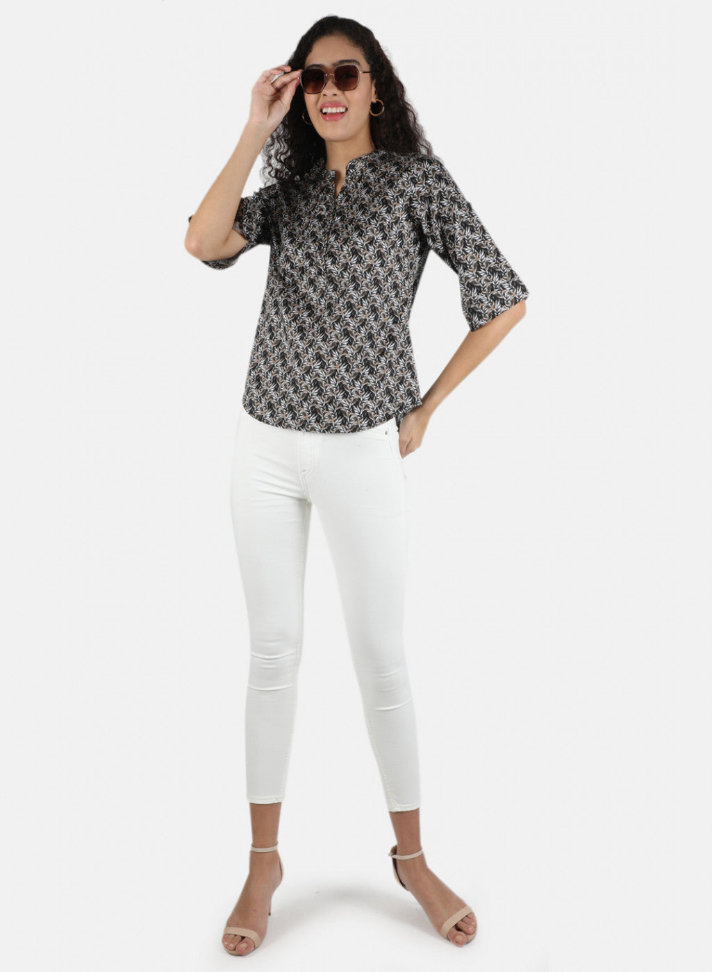 Women Black Printed Top