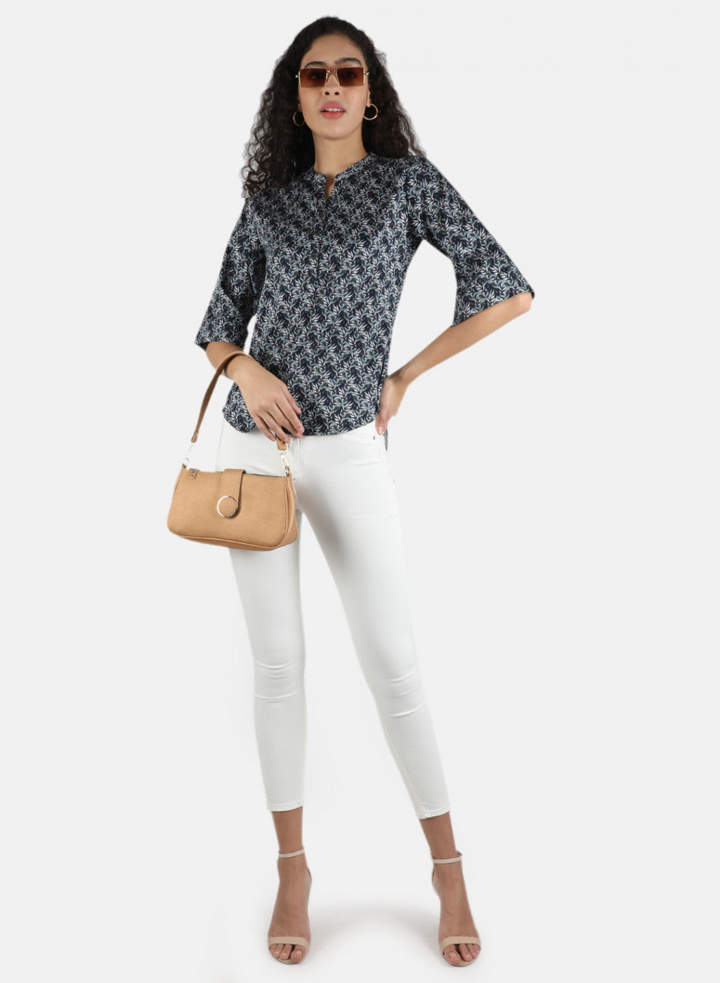 Women Navy Blue Printed Top