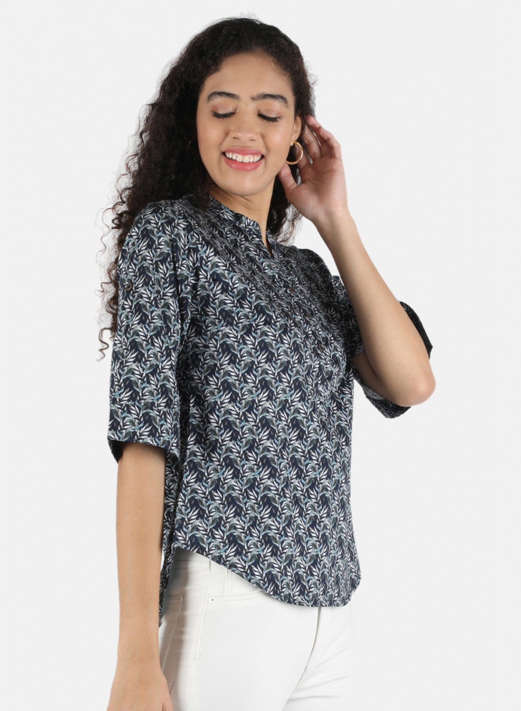 Women Navy Blue Printed Top