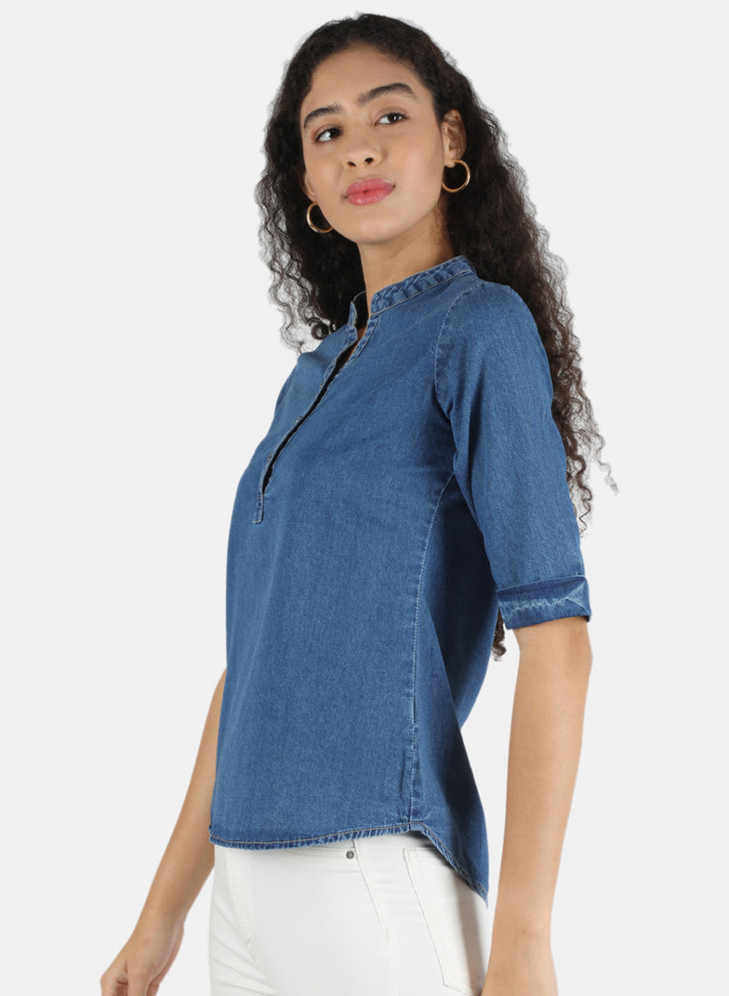 Women Navy Blue Plain Top
