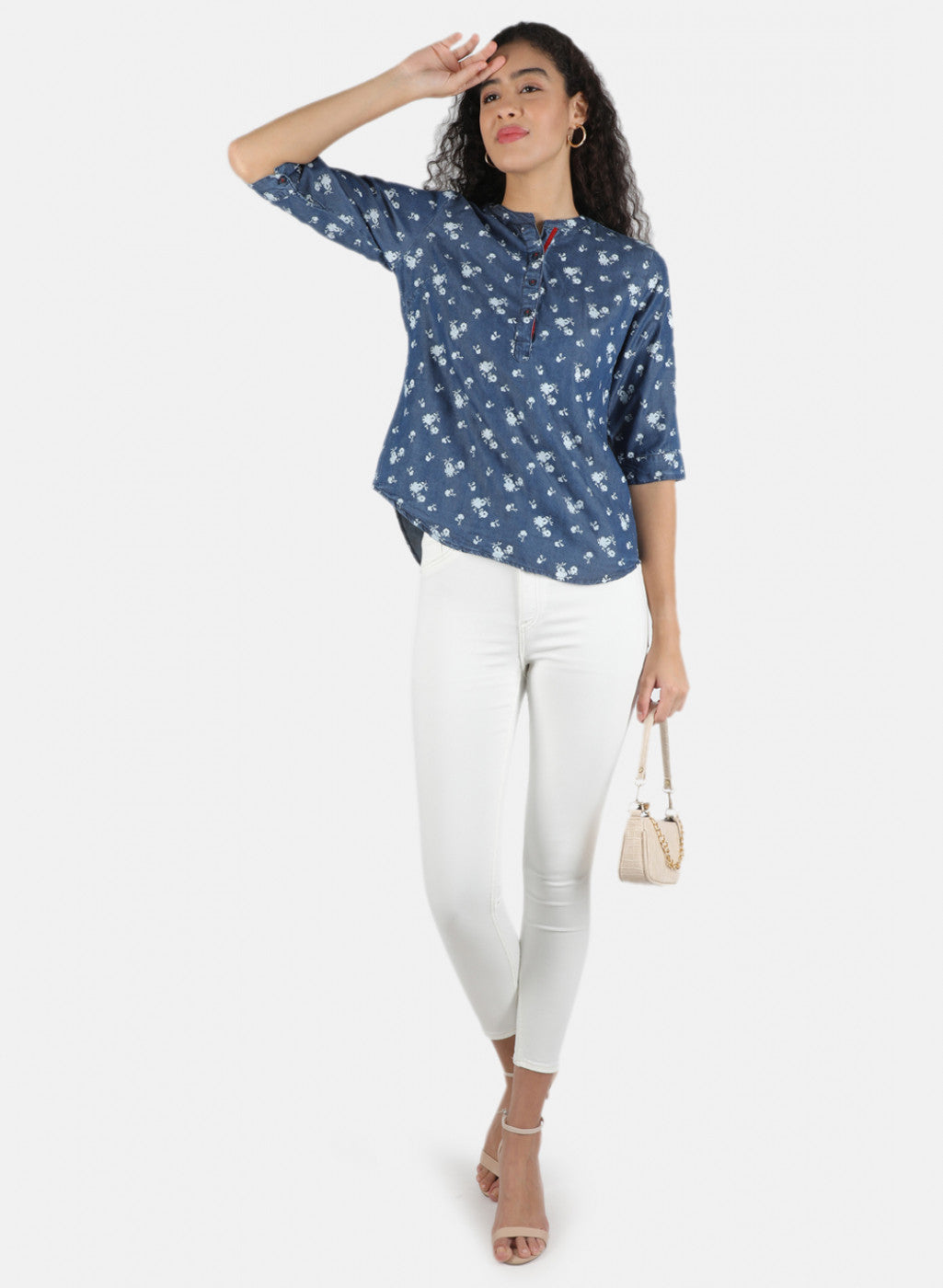 Women Blue Printed Top