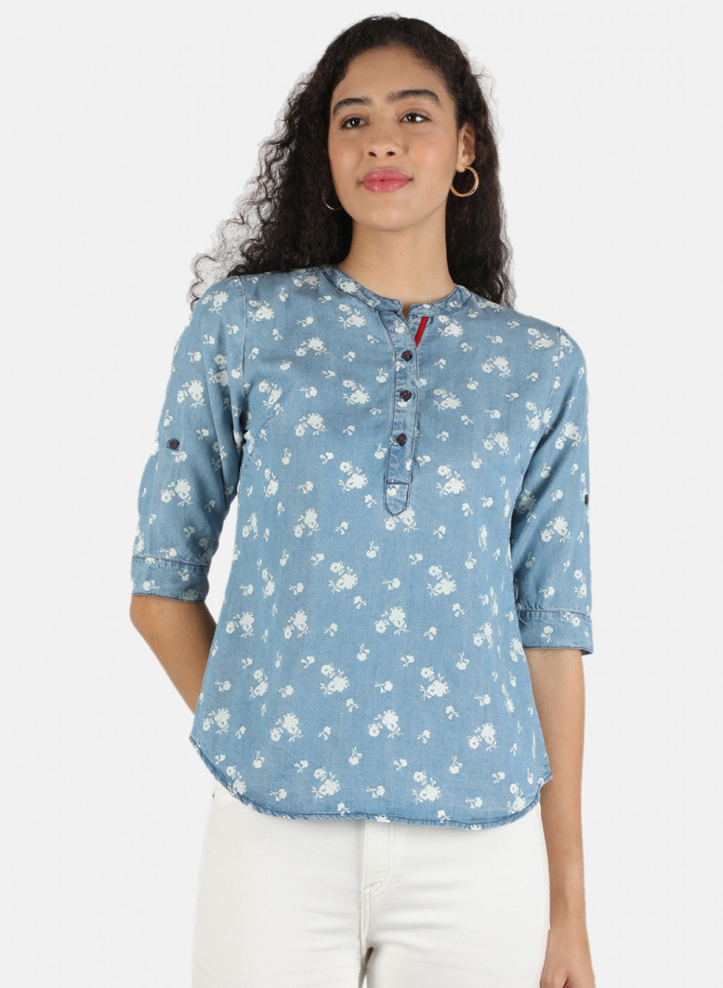 Women Blue Printed Top