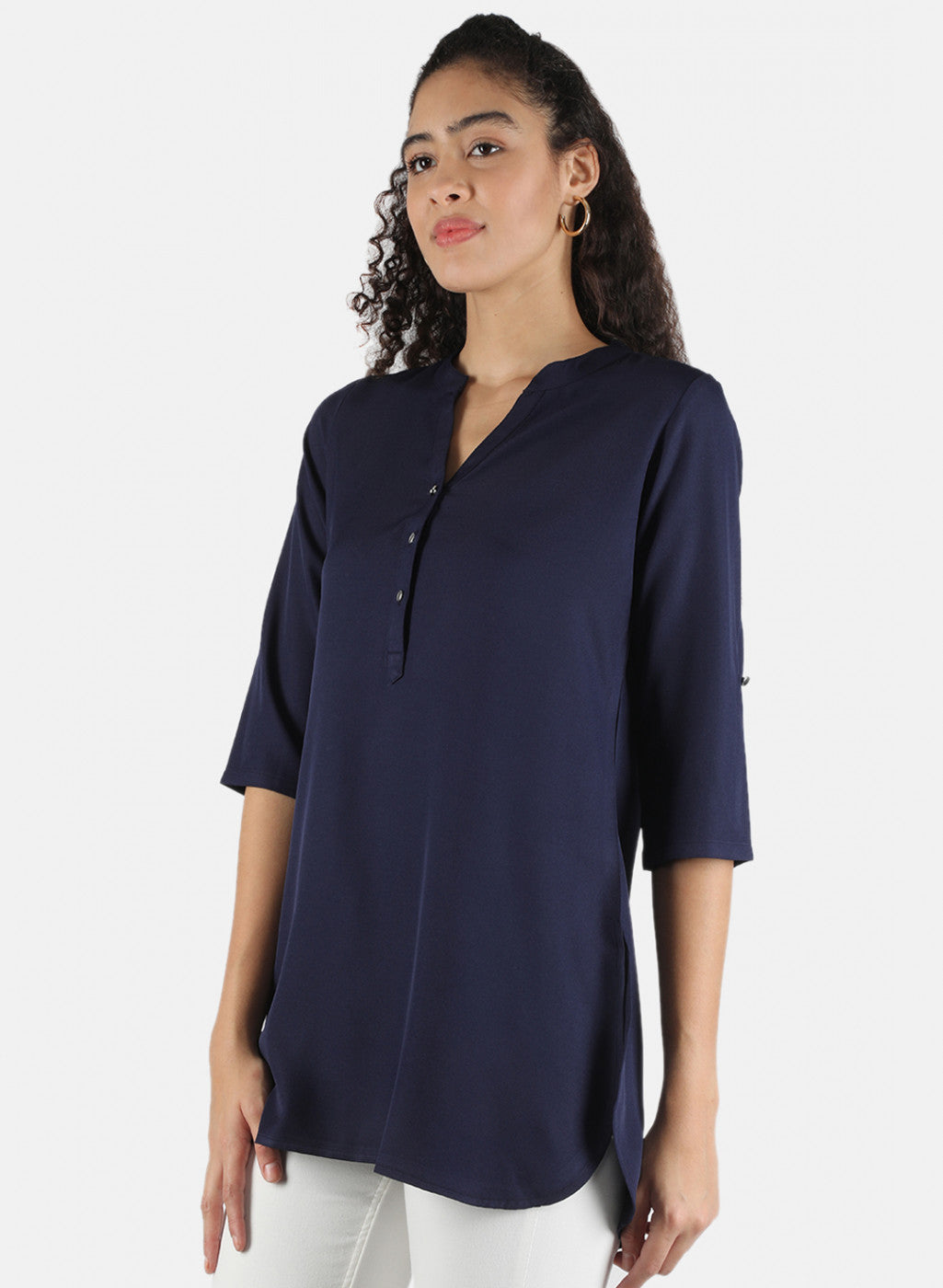 Women Navy Blue Plain Top